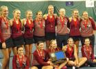 Posing with their second place trophy from the Section 8A tennis tournament, the Staples-Motley tennis team, front row from left, Melissa Zetah, Lexi Johnson, Ashley Smith, Izabela Edin Brynn Williams; back row, Anna Willgohs, Kelsie Weite, Katie Benson, Haley Dietman, Claire Wolhowe, Sam Schimpp, Kelsi Peterson and Toni Brings. (Submitted photo)