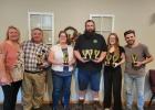 Team 3 took home top honors at the recent awards celebration of the Team Pistol League, which meets in May Township. Pictured from left are Karin and Dan Johnson, Casino; Becky and John Rassler, Leader; and Kenzie and Chris Gjovik, Pillager. In lower photo are the top individual winners: John Rassler, Top Shot; and Kenzie Gjovik, named runner-up. (Submitted photo)