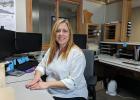 Sarah Lenzen, Motley’s new Administrative/Accounting Assistant, is pictured at her desk at Motley City Hall. Lenzen was hired this past December. (Staples World photo by Dawn Timbs)