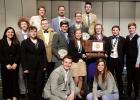 SM state tournament team and coaches First row: Assistant Coaches, Alex Erickson and Delaney Larson. Second row: Ari Brings, Samantha Mrazek, Jaydon Friedel, Macy Judd, Sadie Thompson, Caden Mrazek, Luke Bates. Third row: Jonah Johnson, Ethan Gilbertson, Andrew Bates. Back: Head Coaches, Heather Sams and Brian Sams, Assistant Head Coach Coleman Klimek. (Submitted photo)