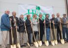 Some of the speakers participating in the Hilltop Regional Kitchen ground-breaking held Oct. 19, included, from left: Rick Hest, Eagle Bend Sr Center; Loren Coleman, MN Dept. of Human Services; Judy Petrie, Staples Sr. Center; Leota Lind, South County Health Alliance; Roxanne Jenkins, Lutheran Social Services; Julie Myhre, MN Dept of Health; Gary Kneisl, Todd County Commissioner; Kevin Hess, City of Eagle Bend; Paul Drange, National Joint Powers Alliance and Jeff Scholten, MN Dept of Agriculture. At left, J