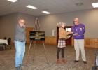 The Todd County Soil and Water Conservation District (SWCD) Board of Supervisors held their annual awards banquet Oct. 14, at Timbers Event Center in Staples. Above: Deja Anton, Todd County SWCD District Manager, presents the 2021 Land Stewardship Award to Greg Frisk of Motley. Below, from left, Lynette and Jim Waldorf, farmers in Todd County, received the 2021 Conservationist of the Year award from Dale Katterhagen, Todd County SWCD Board Chair. (Staples World photos by Dawn Timbs)