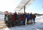 A ribbon-cutting ceremony, hosted by the City of Motley and Minnesota Power, was held for a new solar-powered electric vehicle (EV) charging station in Motley Dec. 3. Local officials and businesses were invited to attend. Pictured, from left, are Stephanie Barney, Region Five Development Commission; Andrea Lauer, Mayor of Royalton; Greg Zylka, Mayor of Little Falls; Lacey Smieja, Motley City Clerk/Treasurer; Pat O’Regan, Motley City Council member; Al Yoder, Mayor of Motley; Paul Helstrom, Customer Programs