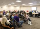 The Staples-Motley School Board had a large audience at the May 20 meeting, the first one held in the new District Office building, the former Twin City Optical building on 4th Street NE, next to the Staples Fire Hall. A new feature of the meeting room is two large screens, where audience members can follow the board agenda and see supplemental information. All future board meetings will be held at the new board room unless otherwise noted. The next board meeting will be a work session on Monday, June 3, at