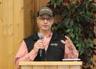 Nick Mertens speaks at the Central Lakes College Fall Celebration for the Heavy Equipment program. (Staples World photo by Mark Anderson)