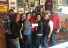 Members and alumni of JCI Staples attended the second Annual Food Shelf Dart Tournament at Local Legends in Staples on March 7. A total of $1,022 was raised that day, will all proceeds going to the Staples Area Food Shelf.  Pictured, from left, are Scott and Robin Lenk, JCI Staples Alumni; Ashley Hanson, JCI Staples 2020 Membership VP; Paige Lenk, JCI Staples 2020 Chapter President; Zach Ziegler; April Bernu; Megan Haber, JCI Staples State Delegate; Sabrina and James Lenk. In addition to JCI Staples, others