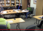The Motley City Council held a call-in conference during their regular meeting April 13, with most council members participating by phone. Pictured front row, from left, are Brad Olson, Motley Fire Chief; and Jason Borash, Motley Police Chief. In back, from left, are Bruce Brotherton, Public Works Director; Mayor Al Yoder; and Curt Bryniarski, City Clerk/Treasurer. (computer screen shot)