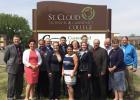 AgCentric, a state Center of Excellence at Central Lakes College, Staples, added St. Cloud Technical and Community College as a partner in May.  Above, from left; Keith Olander, AgCentric Director; Kristina Keller, Dean of FBM, St. Cloud Tech; James Retka, Northland Dean of FBM; Curt Yoose, Ag Faculty at Ridgewater; Hara Charlier, CLC president; Curtis Zoller, Associate Dean of Ag at Northland; Adawn Nelson, Northland Ag Faculty; Tara Karels, CLC Dean of Staples programs; Tiffany Hulinsky, AgCentric Project