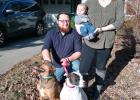 Happy reunion After straying away from her home on 4th St. NE in Staples March 27, Patches (the white dog) was reunited with her family four days later. Patches is pictured with her dog pal Teddy; and human family Brandon, Leah and baby Baylor Christensen. (Staples World photo by Dawn Timbs)