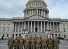Minnesota National Guard members of the 682nd Engineer Battalion from Camp Ripley are pictured in front of the Capitol in Washington D.C. The soldiers were deployed to the Capitol City during the inauguration of President Joe Biden. Motley native Blayne Dumpprope (front row, 6th from left) spent nearly three weeks in D.C., part of the Quick Response Force (QRF). Others pictured are (last names only) Wells, Stommes, Rosckes, Beckman, Harelson, Robb Phillips, Minor, Boser, Houser, Howard, Clark, Haligan, Kull